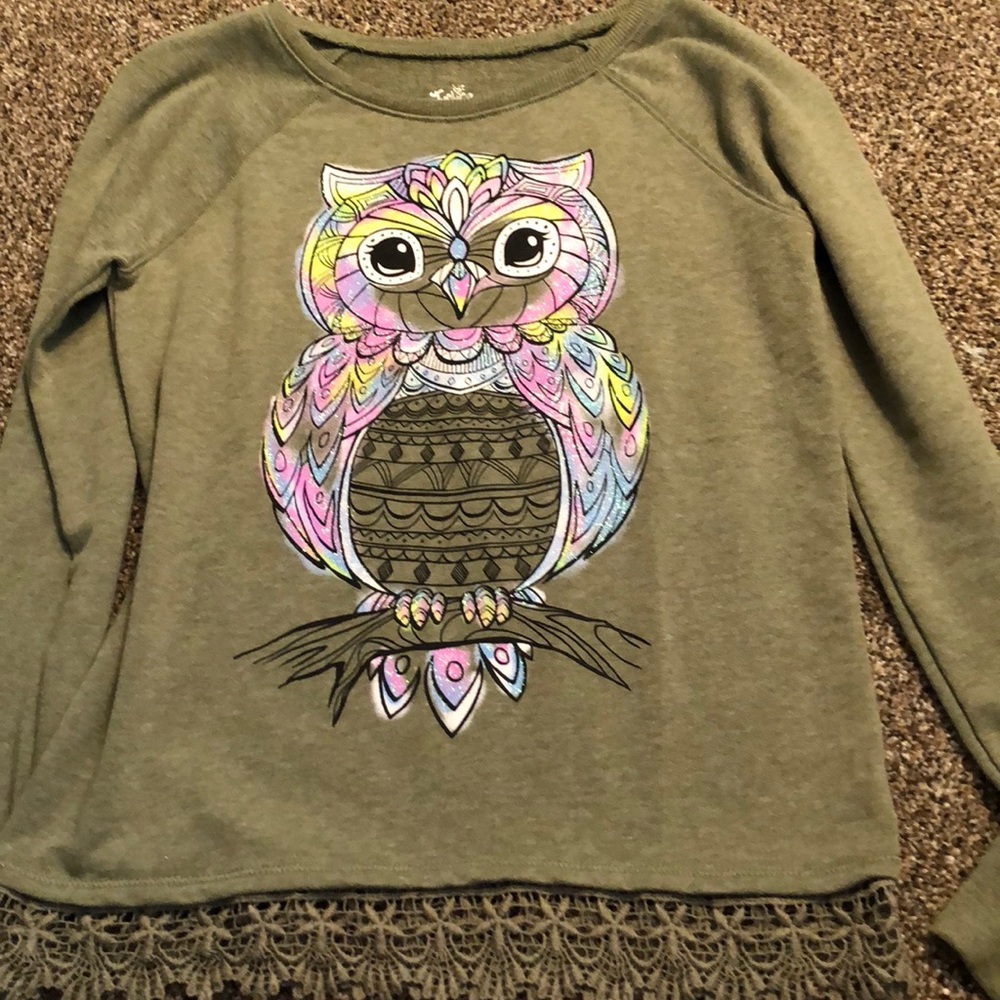 army green owl shirt